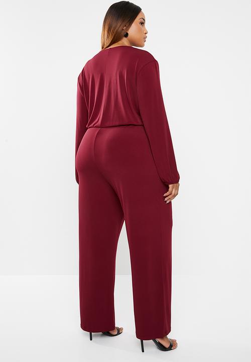 edit Plus - Tie detail jumpsuit - burgundy