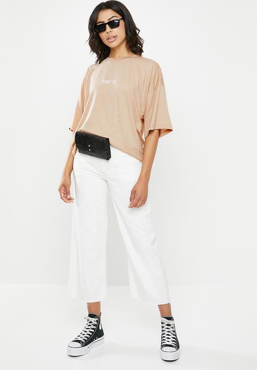 Missguided - Basic drop shoulder oversized T-shirt - neutral