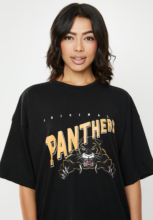 Missguided - Drop shoulder oversized panthers graphic T-shirt - black