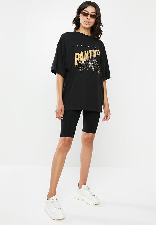 Missguided - Drop shoulder oversized panthers graphic T-shirt - black