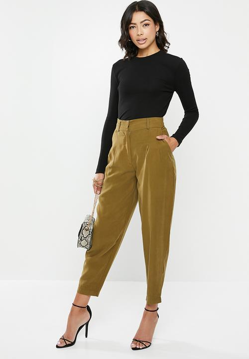 Missguided - Long sleeve crew neck ribbed top - black