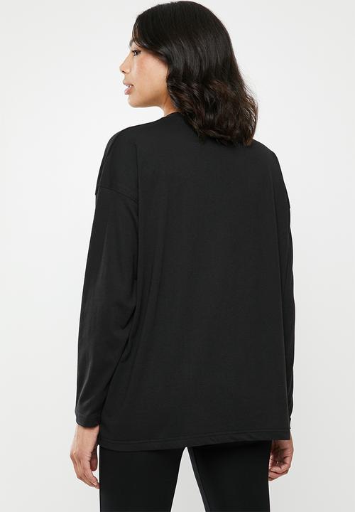 Missguided - Long sleeve drop shoulder T-shirt - black
