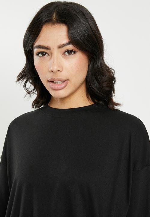 Missguided - Long sleeve drop shoulder T-shirt - black