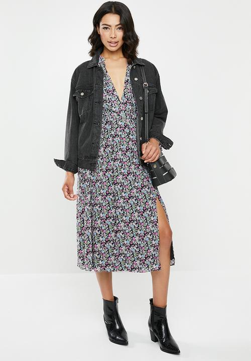 Missguided - Floral tie front keyhole midi dress - multi