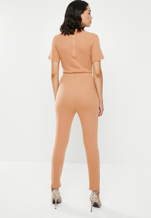 Missguided - Rib pocket jumpsuit - brown 