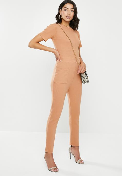Missguided - Rib pocket jumpsuit - brown 