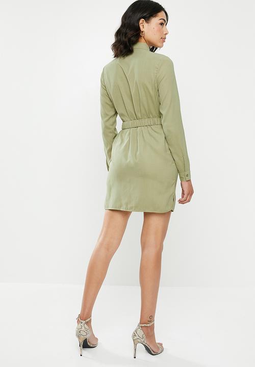 Missguided - Soft touch belted shirt dress - khaki