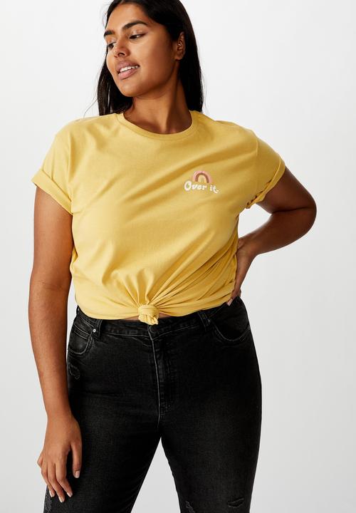 Cotton On - Curve graphic tee over it - yellow 