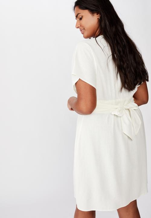 Cotton On - Curve button front mini dress - cream