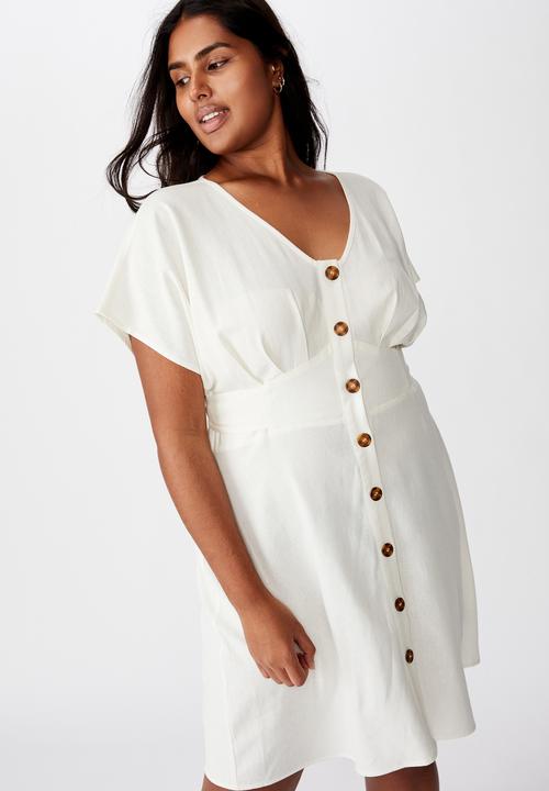 Cotton On - Curve button front mini dress - cream