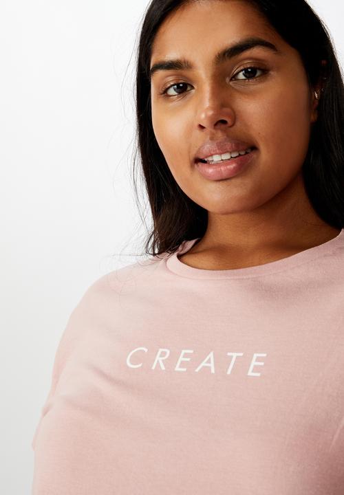 Cotton On - Curve graphic tee create - pink 
