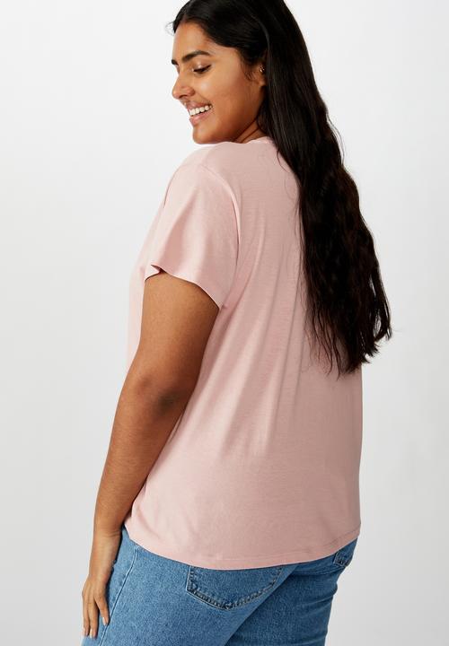 Cotton On - Curve graphic tee create - pink 
