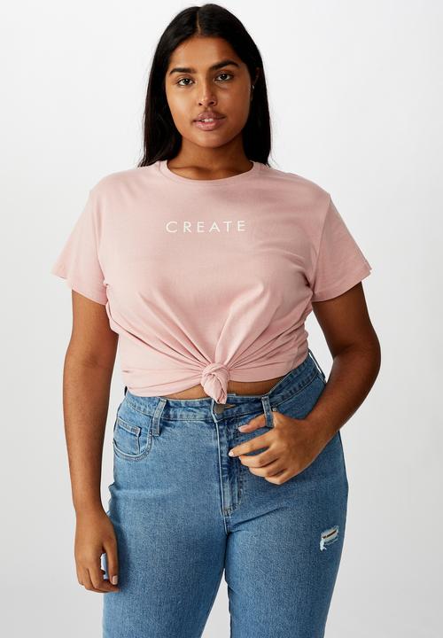 Cotton On - Curve graphic tee create - pink 