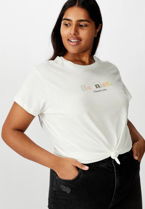 Cotton On - Curve graphic tee be a nice human - white 