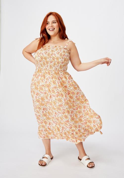 Cotton On - Curve shirred midi dress - multi