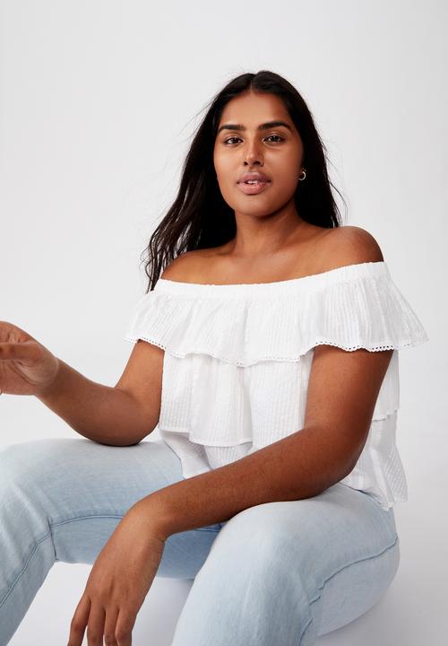Cotton On - Curve sunshine off the shoulder top - white