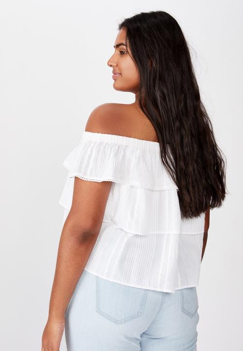 Cotton On - Curve sunshine off the shoulder top - white