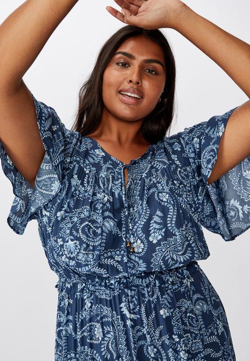 Cotton On - Curve tiered maxi dress cali paisley - navy 