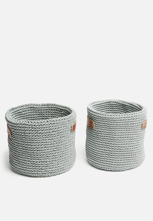 Sixth Floor - Woven storage basket set of 2 - grey