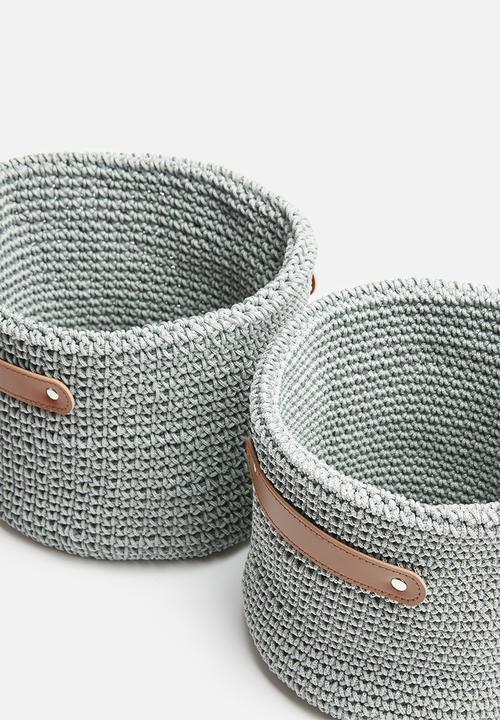 Sixth Floor - Woven storage basket set of 2 - grey