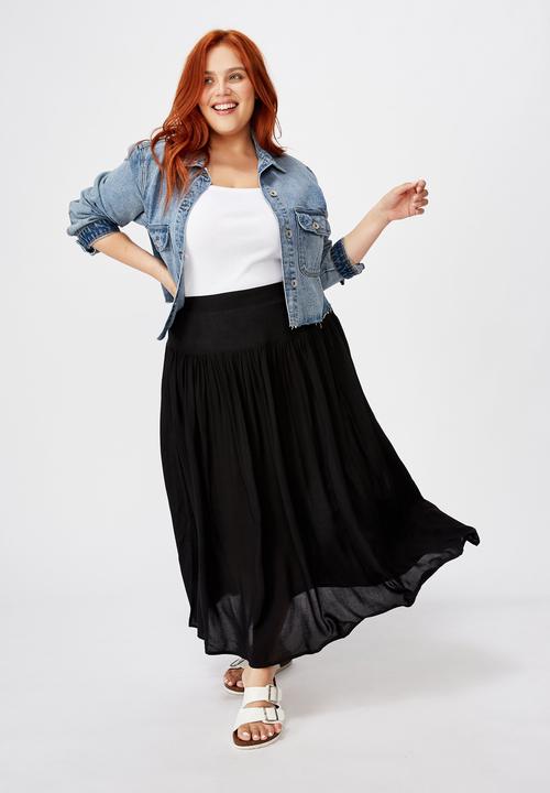 Cotton On - Curve woven maya maxi skirt - black