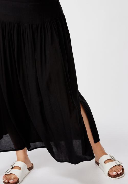 Cotton On - Curve woven maya maxi skirt - black
