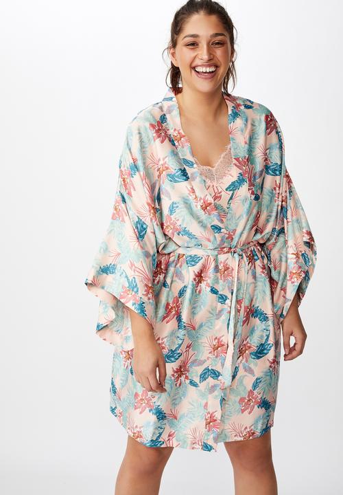 Cotton On - Curve satin kimono gown - multi 
