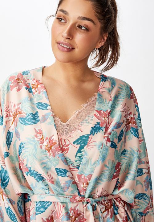 Cotton On - Curve satin kimono gown - multi 