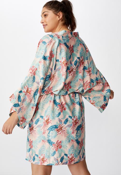 Cotton On - Curve satin kimono gown - multi 