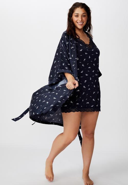Cotton On - Curve satin kimono gown - multi 