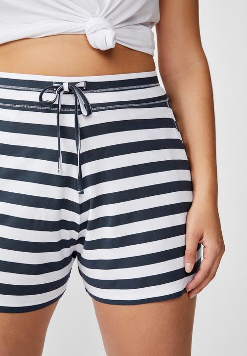 Cotton On - Curve sleep recovery shorts - navy & white 