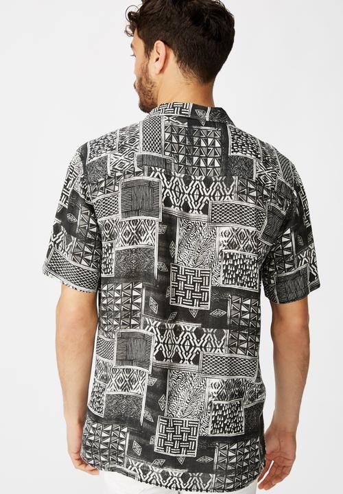 Cotton On - 91 short sleeve shirt - black & white 