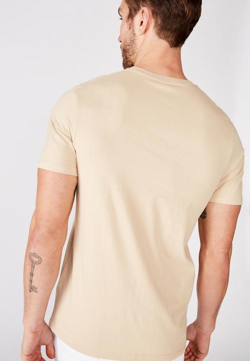 Cotton On - Tbar text short sleeve tee - tan
