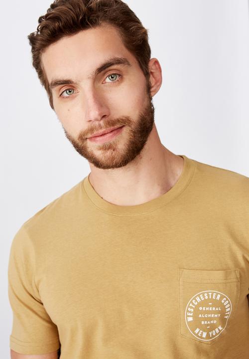 Cotton On - Tbar text short sleeve tee - beige