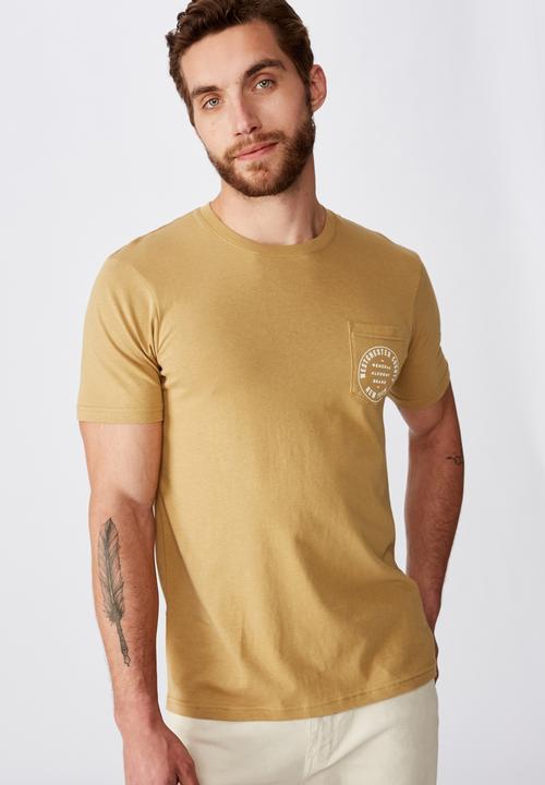 Cotton On - Tbar text short sleeve tee - beige