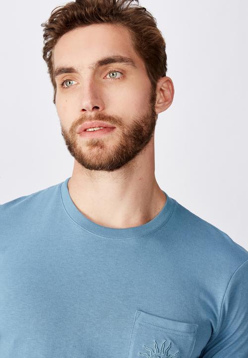 Cotton On - Tbar text short sleeve tee - blue
