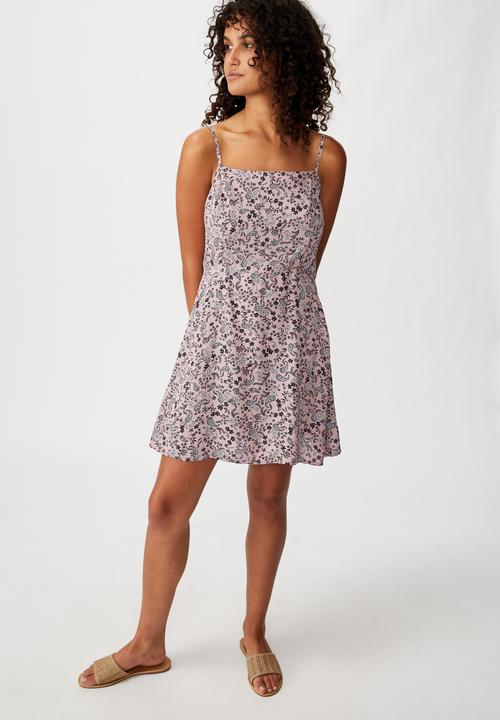 Cotton On - Woven kendall mini dress blair floral - purple & black