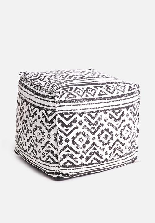 Sixth Floor - Caddo printed ottoman - black & white