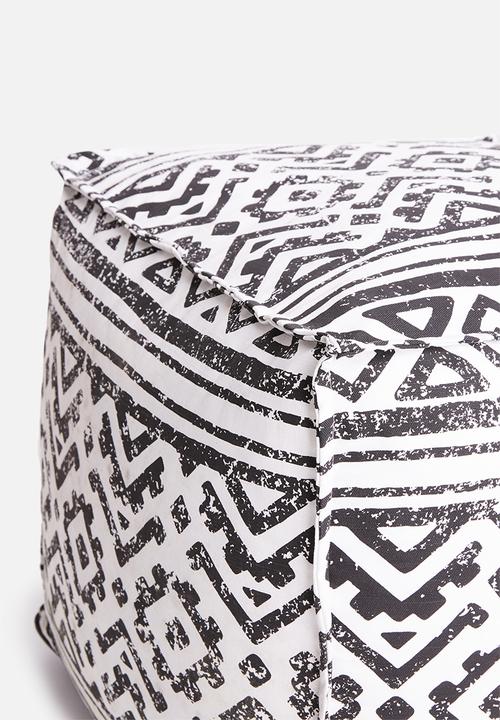Sixth Floor - Caddo printed ottoman - black & white