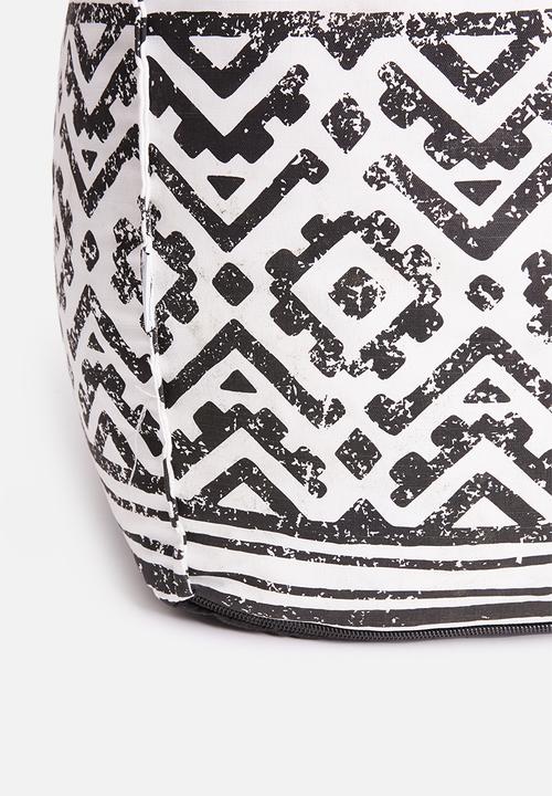 Sixth Floor - Caddo printed ottoman - black & white