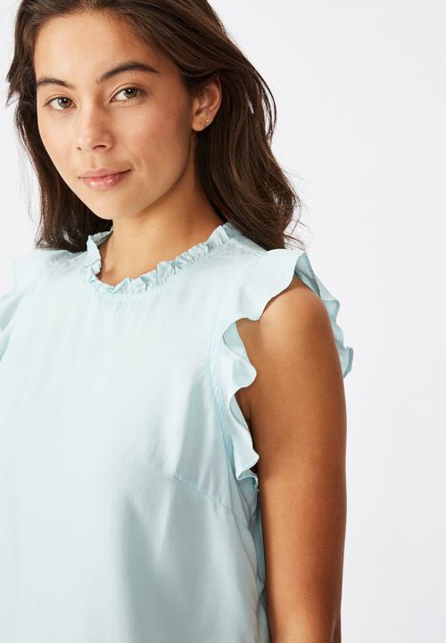 Cotton On - Sunny days sleeveless frill tank - blue