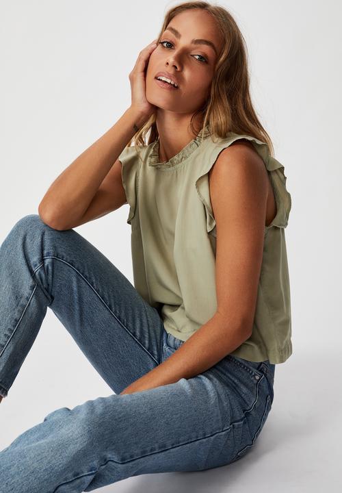 Cotton On - Sunny days sleeveless frill tank - green