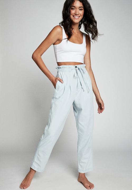 Cotton On - Paperbag pants - blue
