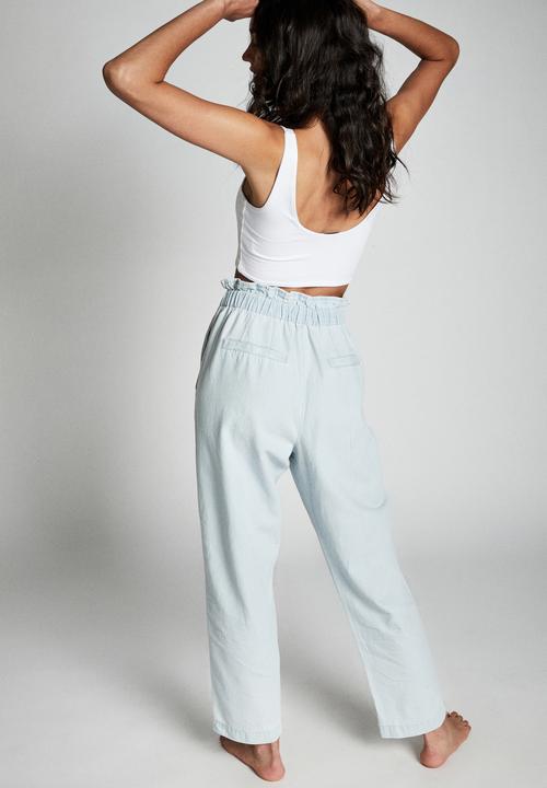 Cotton On - Paperbag pants - blue