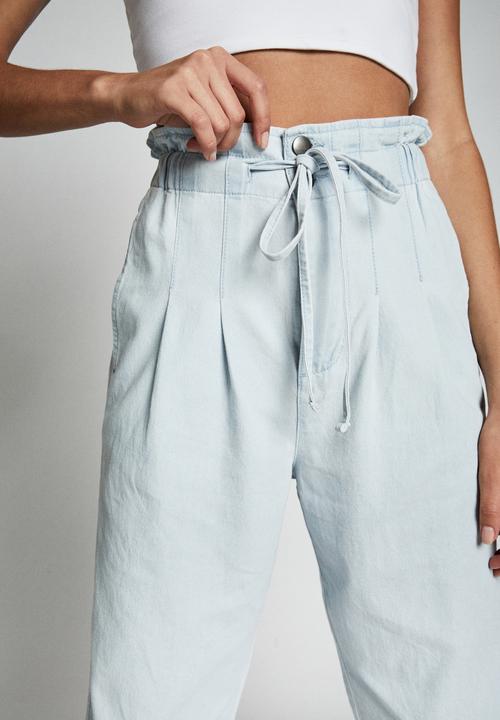 Cotton On - Paperbag pants - blue