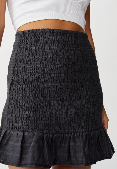 Cotton On - Shirred mini skirt - black & grey