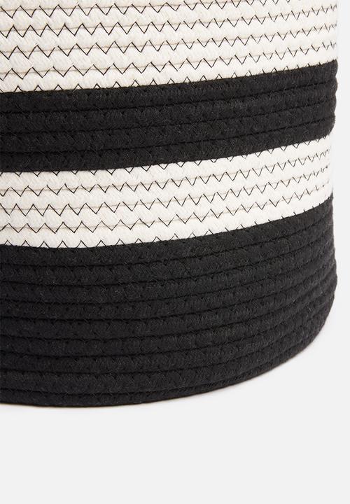 Sixth Floor - Two-toned cotton rope basket - black