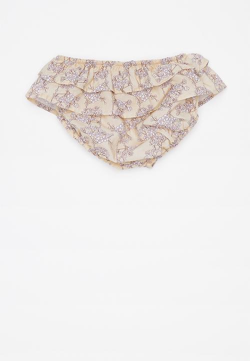 Sticky Fudge - Lilly frill diaper cover - beige & white