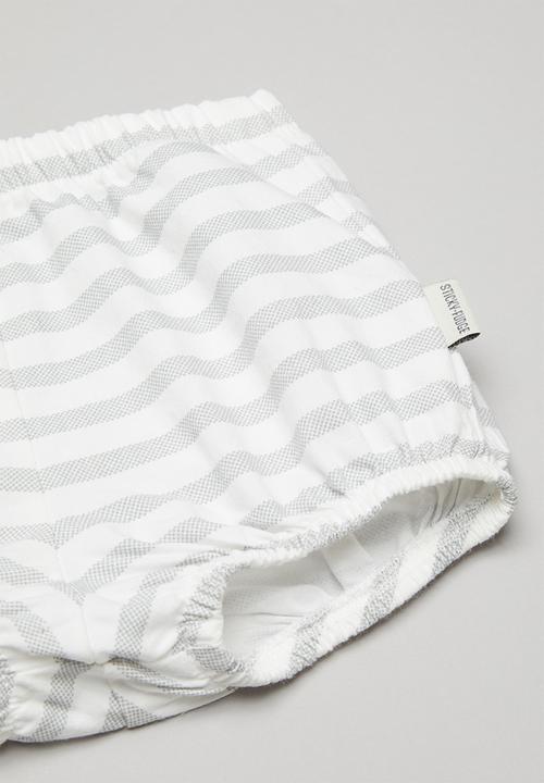 Sticky Fudge - Stripe basic diaper cover - grey & white