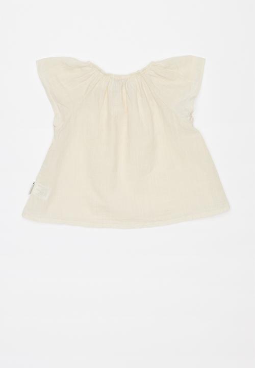 Sticky Fudge - Angora cap sleeve blouse - beige